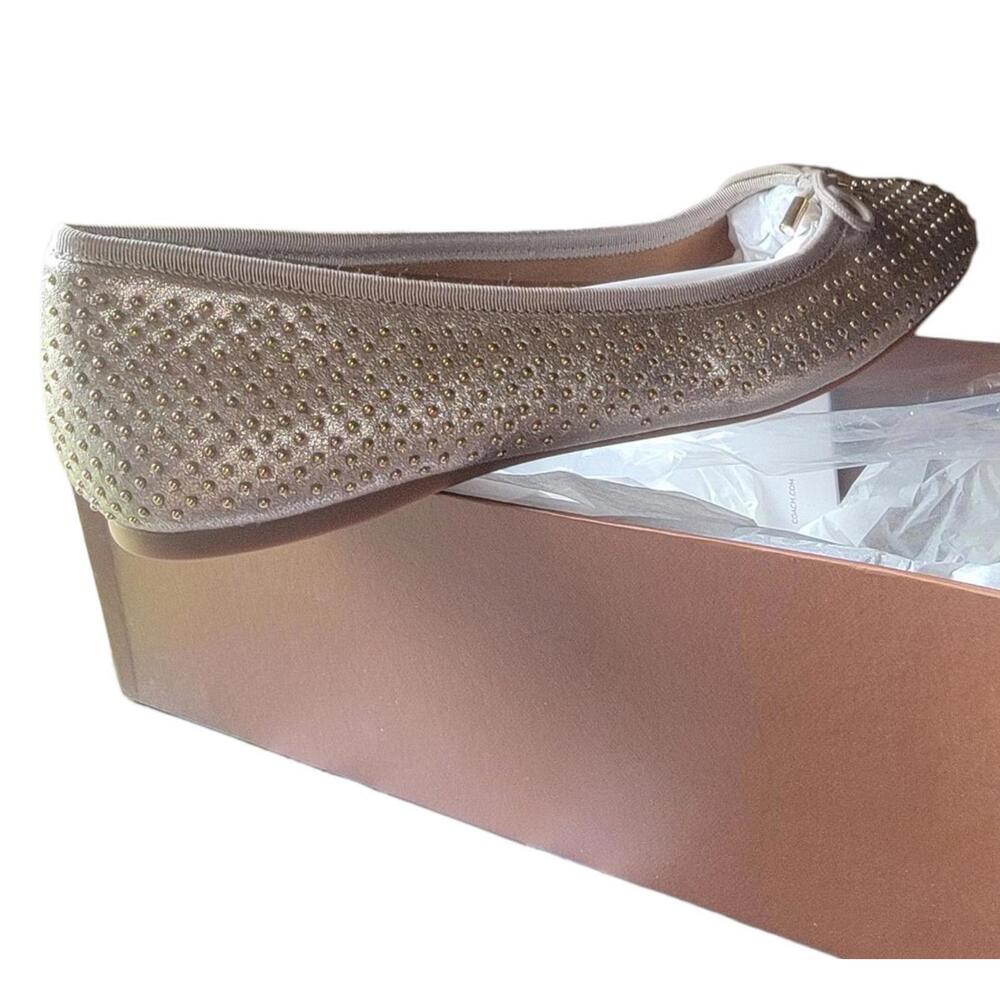 Coach Lara Studded Metallic Nude Gold Ballet Flats Shoes Women's Size 9.5B NEW - Picture 4 of 7